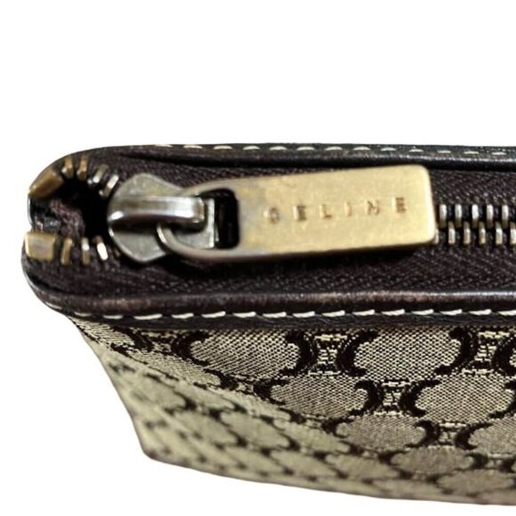 Celine Vintage Cosmetic Pouch Macadame or Triomphe Style Coated Canvas  EUC - Picture 6 of 12